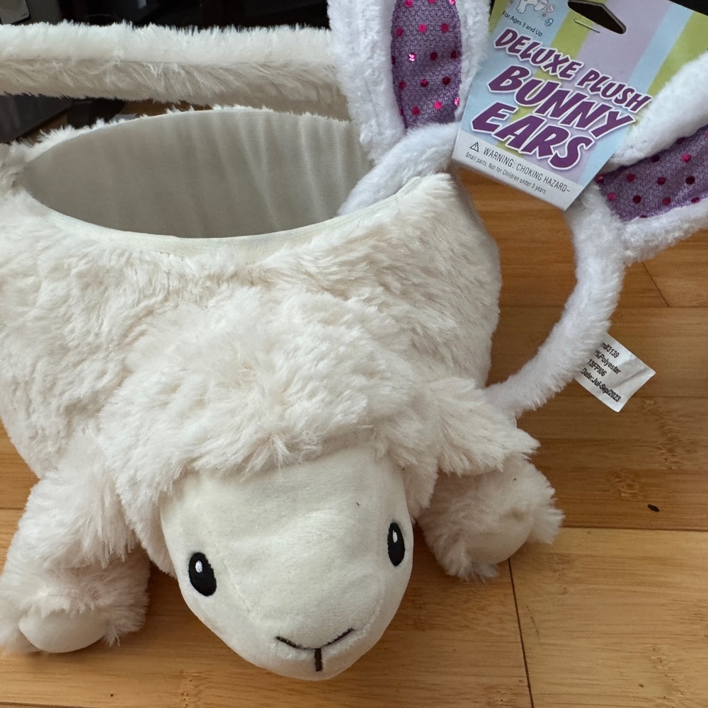 Sheep Easter Basket and Bunny Ears